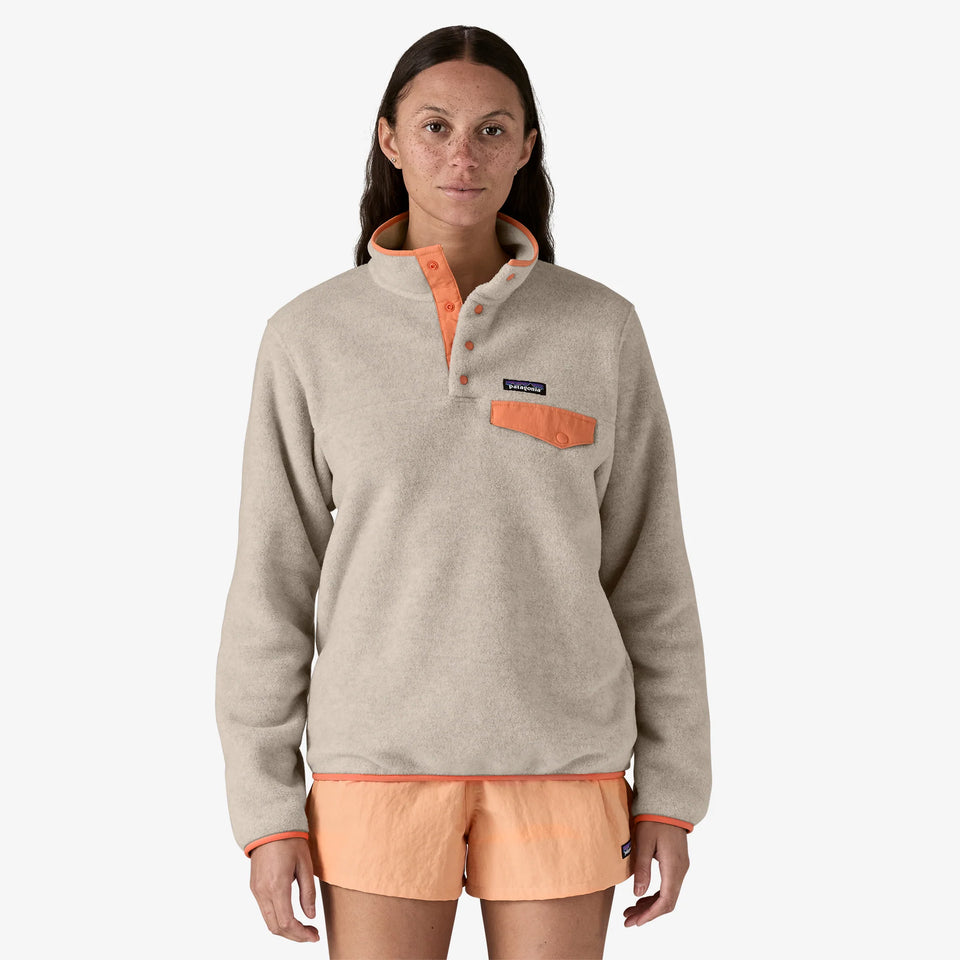 Patagonia Women's Lightweight Synchilla® Snap-T® Fleece Pullover - Oatmeal Heather / Heirloom Peach