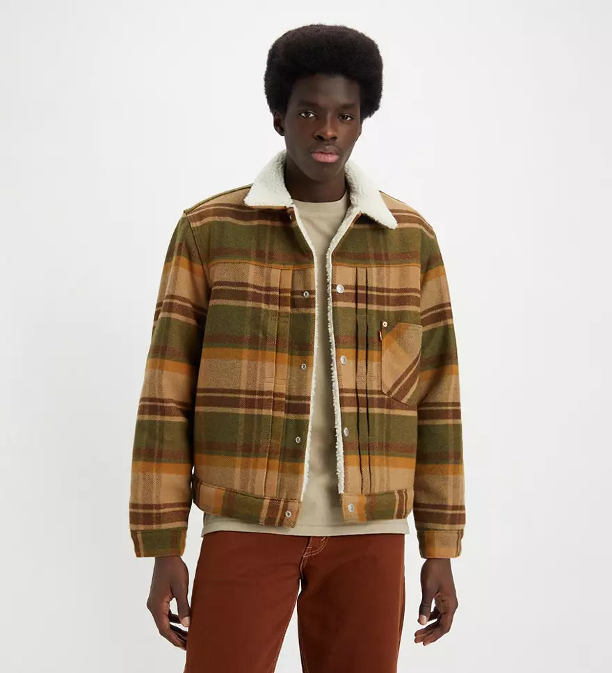 Levis Type 1 Sherpa Trucker Barold Plaid Stencil