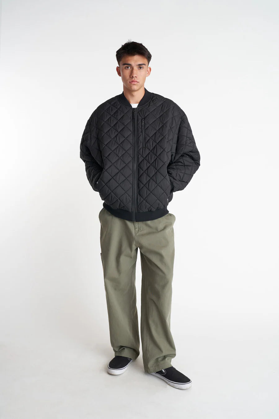 Huffer Rev Quilted Bomber Jacket - Black