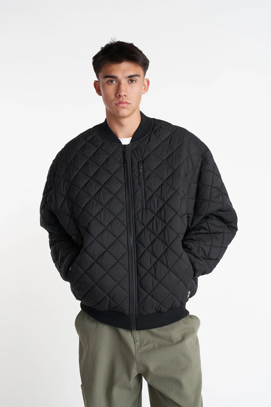 Huffer Rev Quilted Bomber Jacket - Black