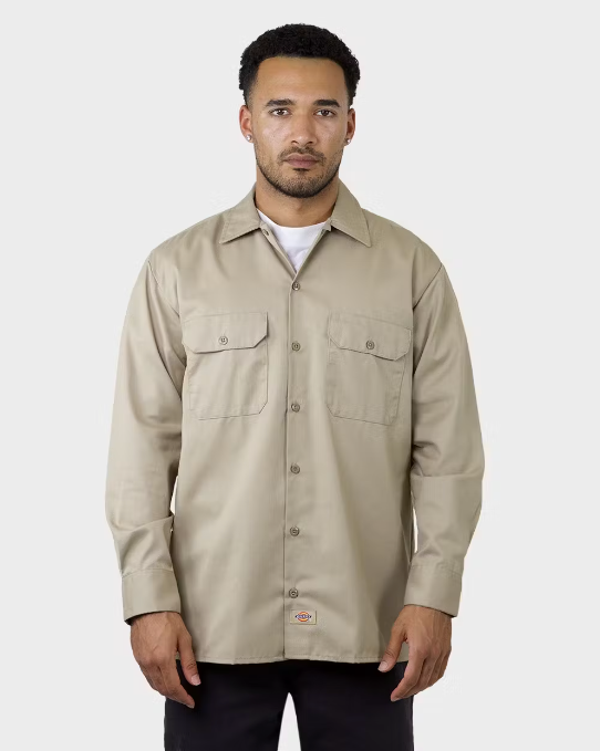 Dickies 574 Relaxed Fit L/S Work Shirt - Khaki – Stencil