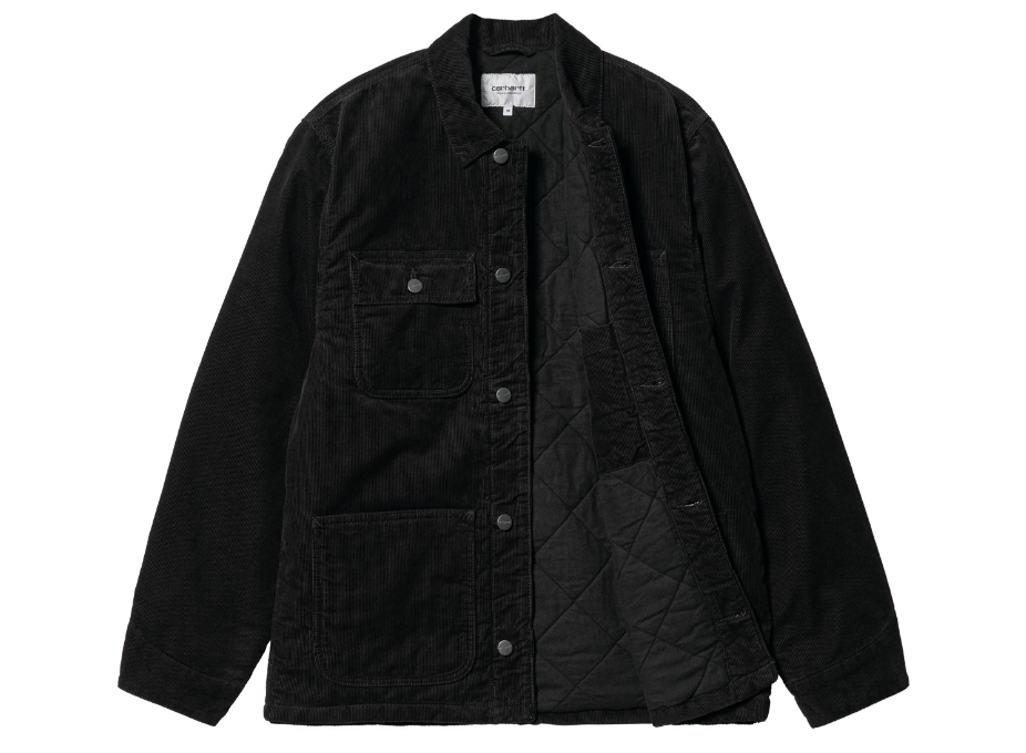 Carhartt Michigan Corduroy Coat Black Rinsed – Stencil - Main Image