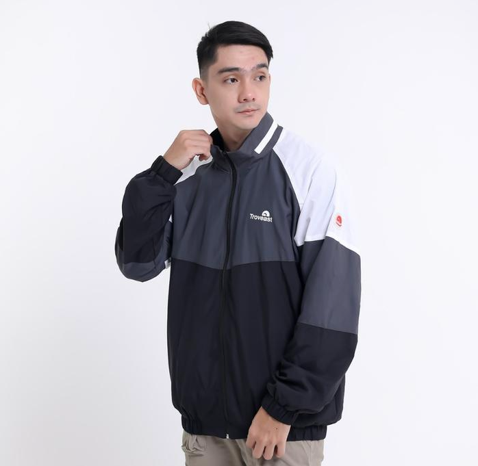 Troveast Sporty Parachute Windbreaker Jacket - Airis Black / Grey