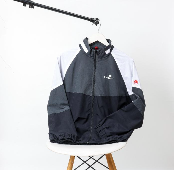 Troveast Sporty Parachute Windbreaker Jacket - Airis Black / Grey