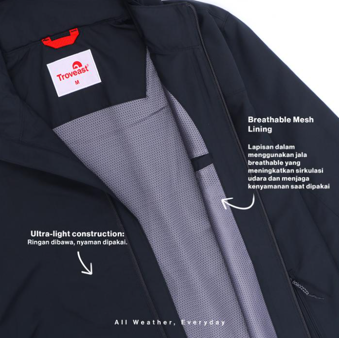 Troveast Urban Outdoor Jacket Breathable Aerishell Series Berlin - Black