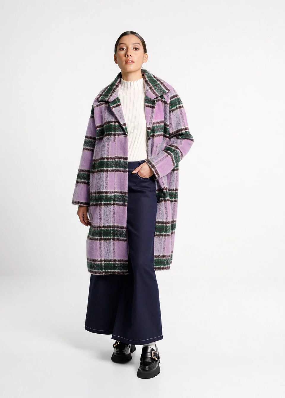 Thing Thing Quinn Coat - Lavendar Plaid