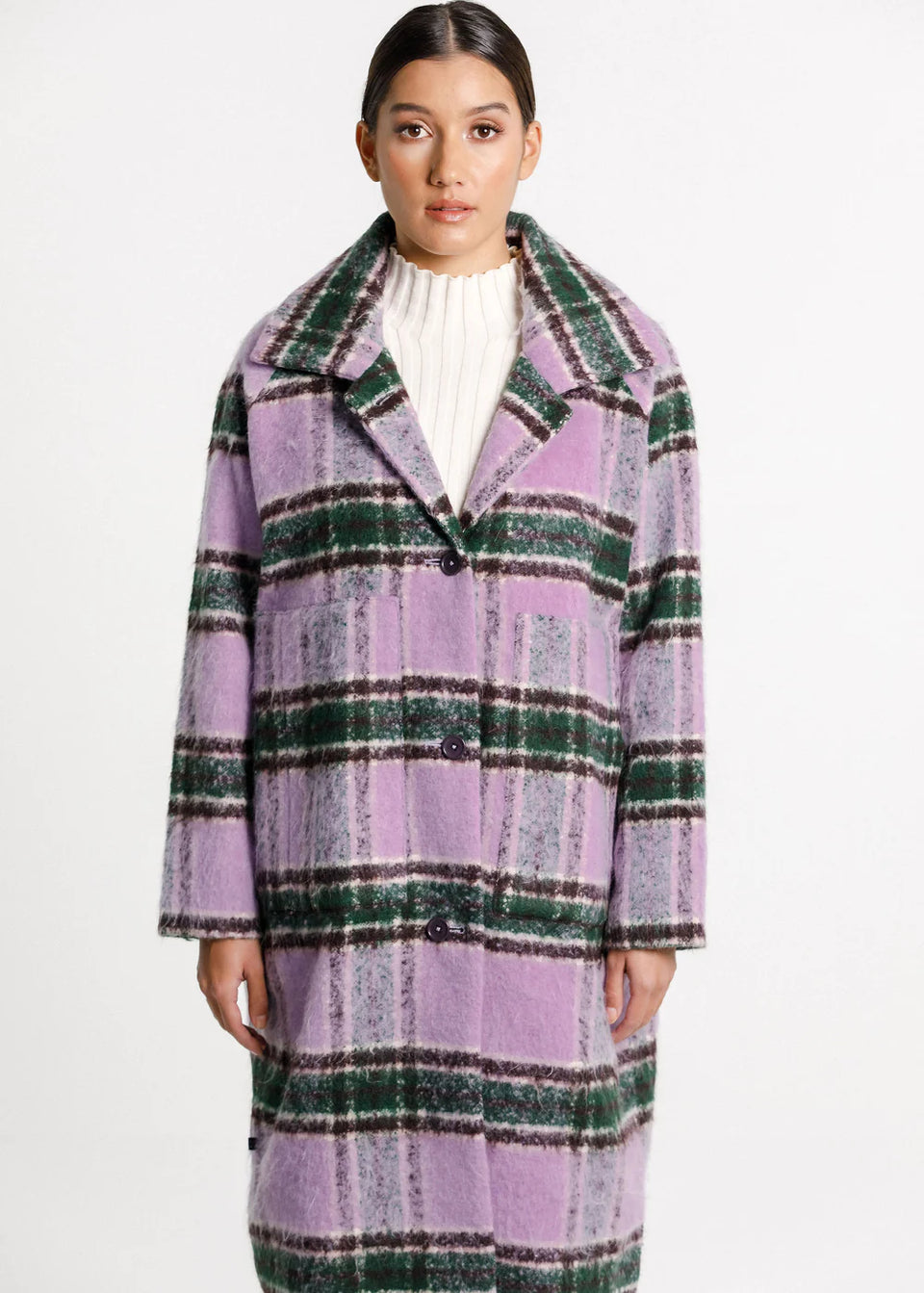Thing Thing Quinn Coat - Lavendar Plaid