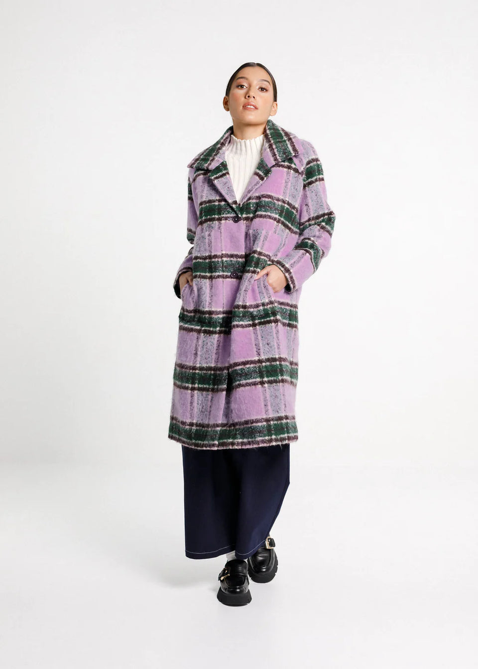 Thing Thing Quinn Coat - Lavendar Plaid