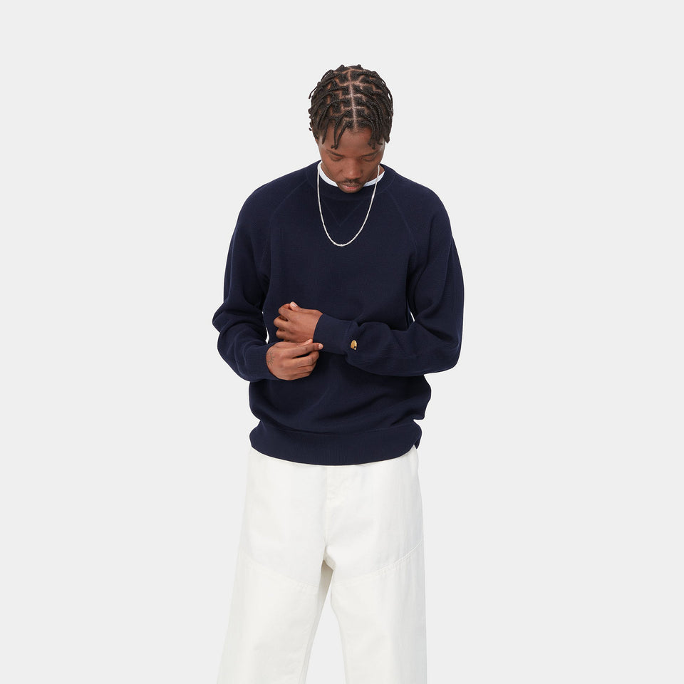 Carhartt Chase Sweater - Dark Navy / Gold