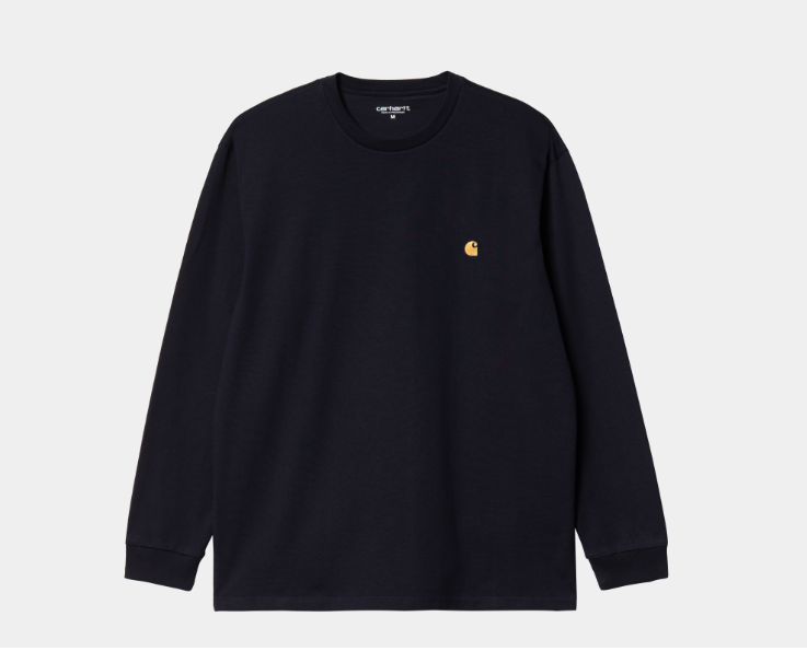 Carhartt L/S Chase T-Shirt - Dark Navy / Gold