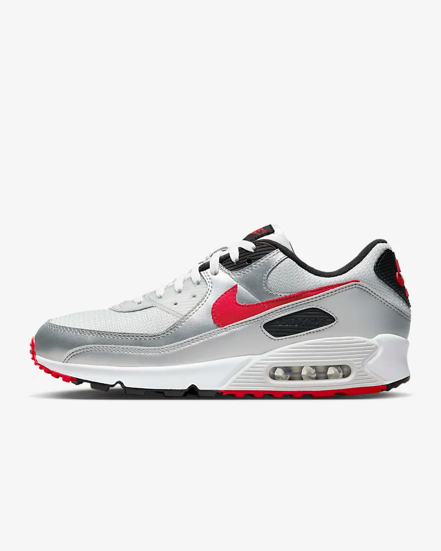 Air max 90 white black 2024 university red