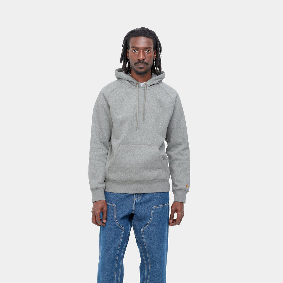 Carhartt Hooded Chase Sweat Grey Heather / Gold - Stencil