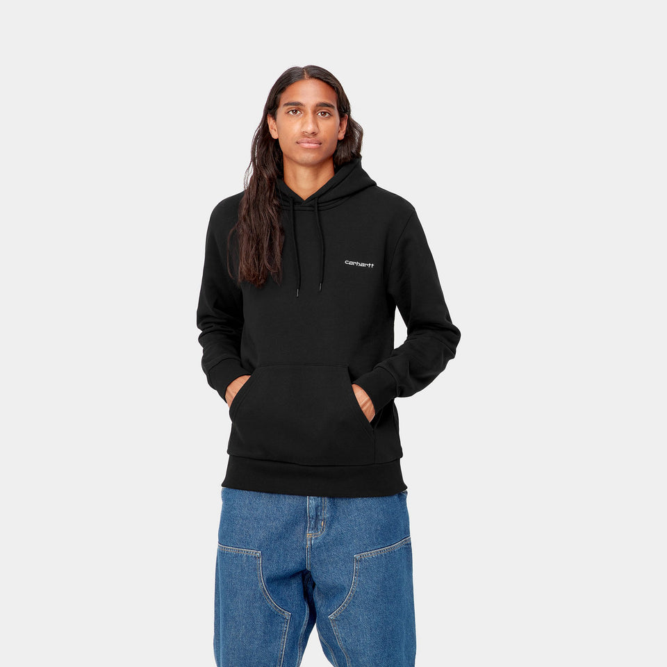 Carhartt Hooded Script Embroidery Sweatshirt - Black / White