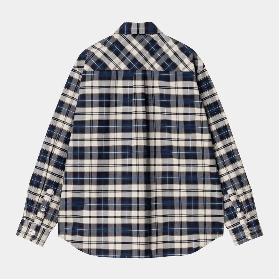 Carhartt L/S Tarbell Shirt - Tarbell Check, Dark Navy / White