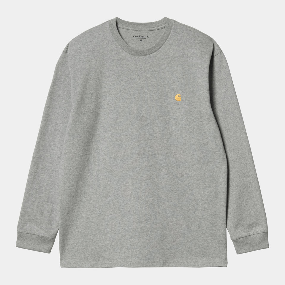 Carhartt L/S Chase T-Shirt - Grey Heather / Gold