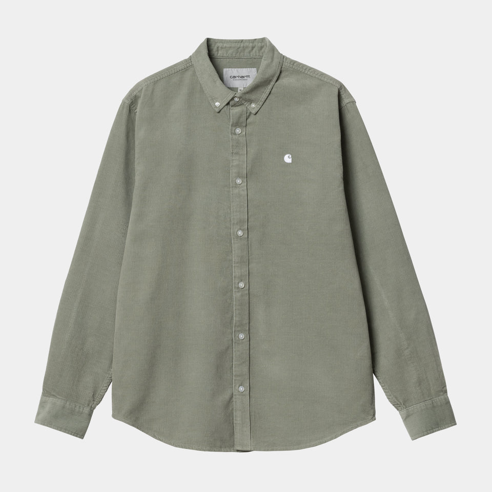 Carhartt L/S Madison Fine Cord Shirt - Yucca / White