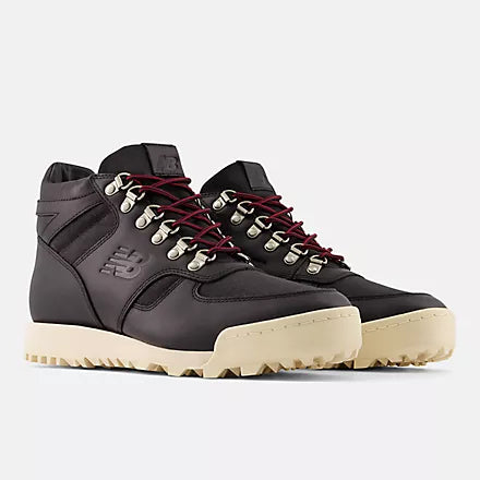 New Balance Rainier Black with macadamia nut and nb scarlet