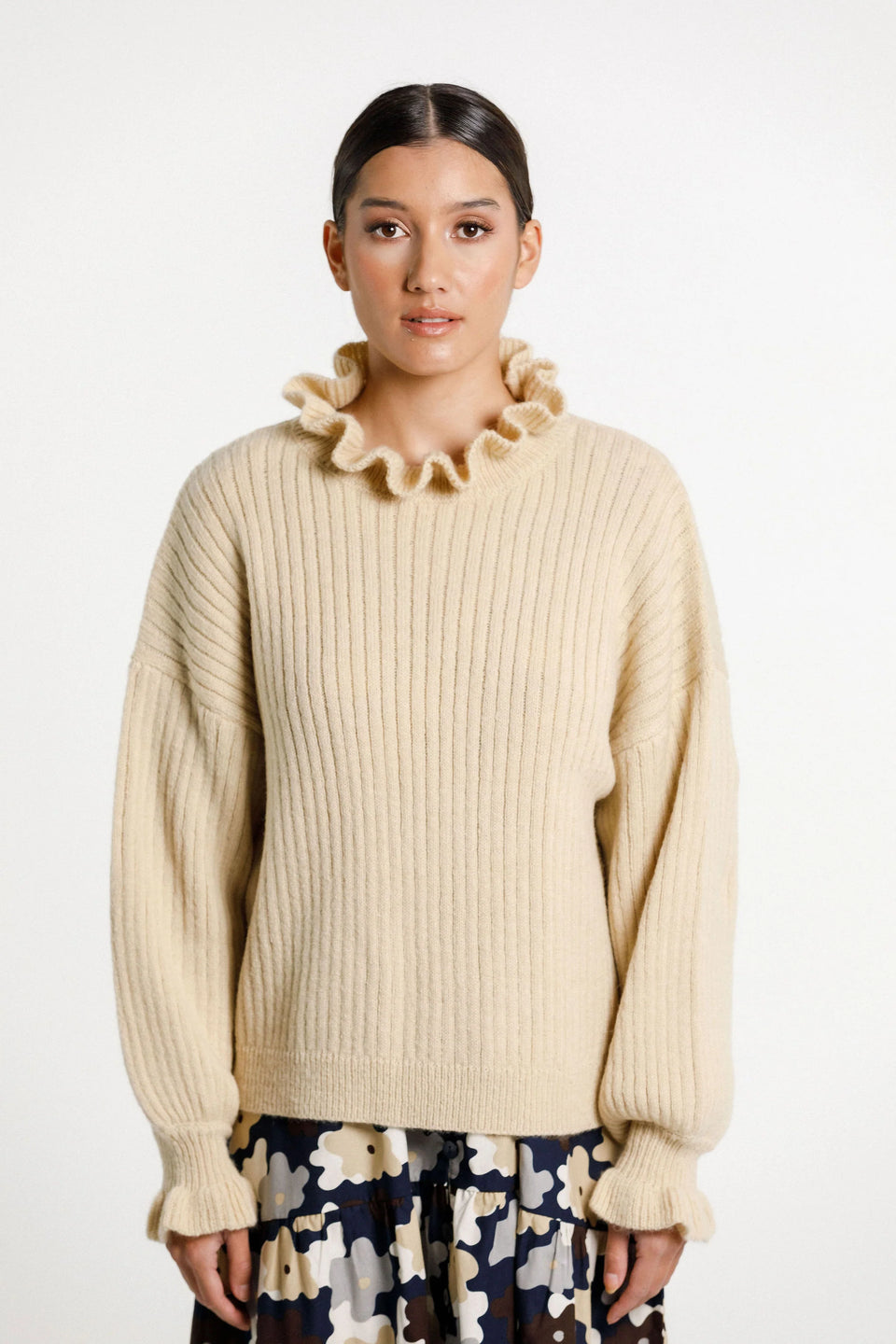 Thing Thing Ruffle Emma Jumper - Latte