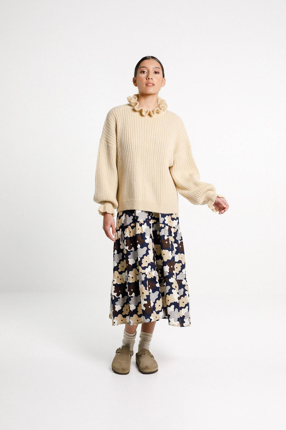 Thing Thing Ruffle Emma Jumper - Latte