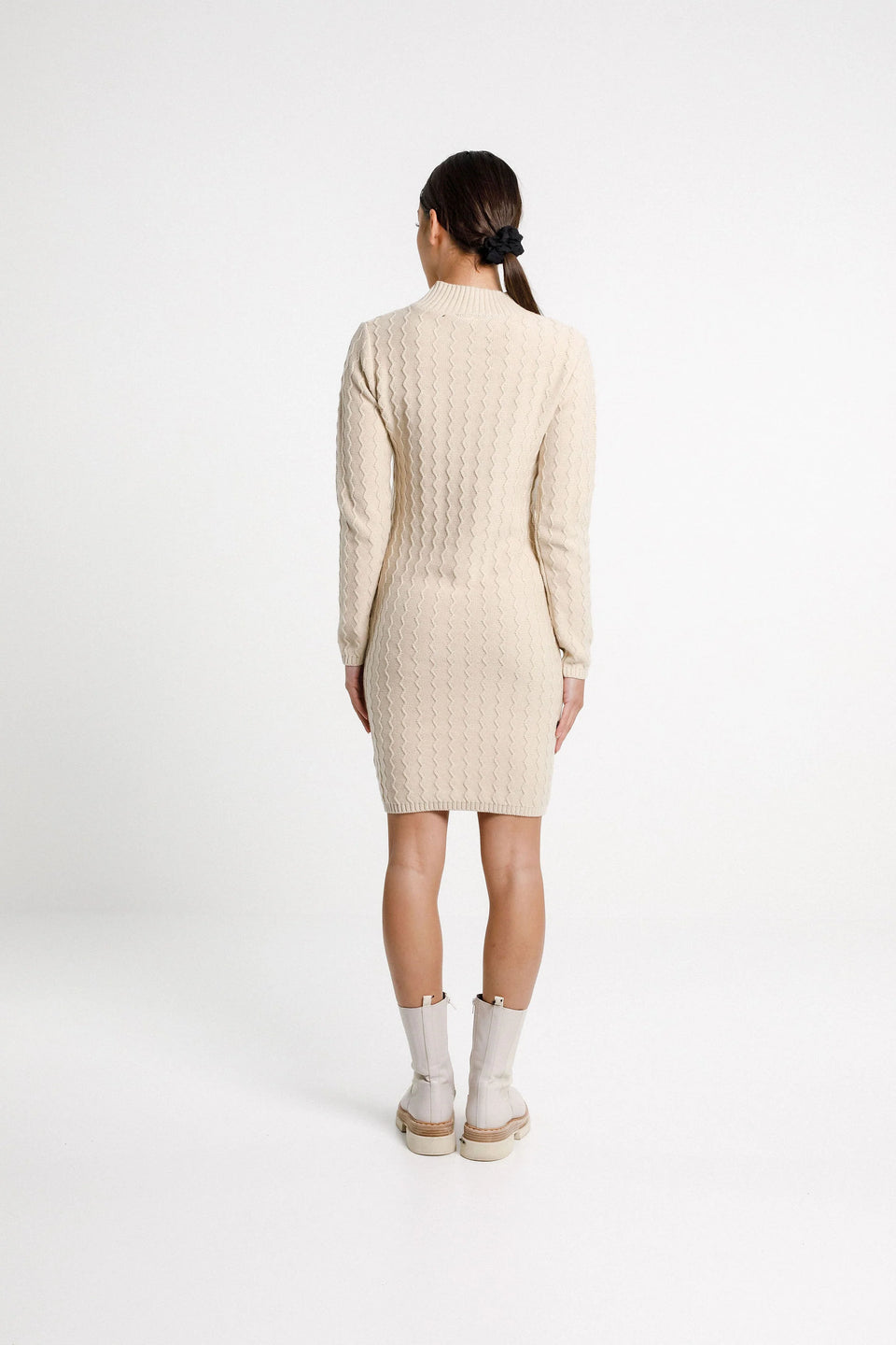 Thing Thing ZigZag Turtle Neck Dress - Latte