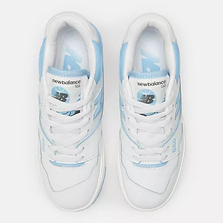 New Balance Women s 550 White with blue haze Stencil