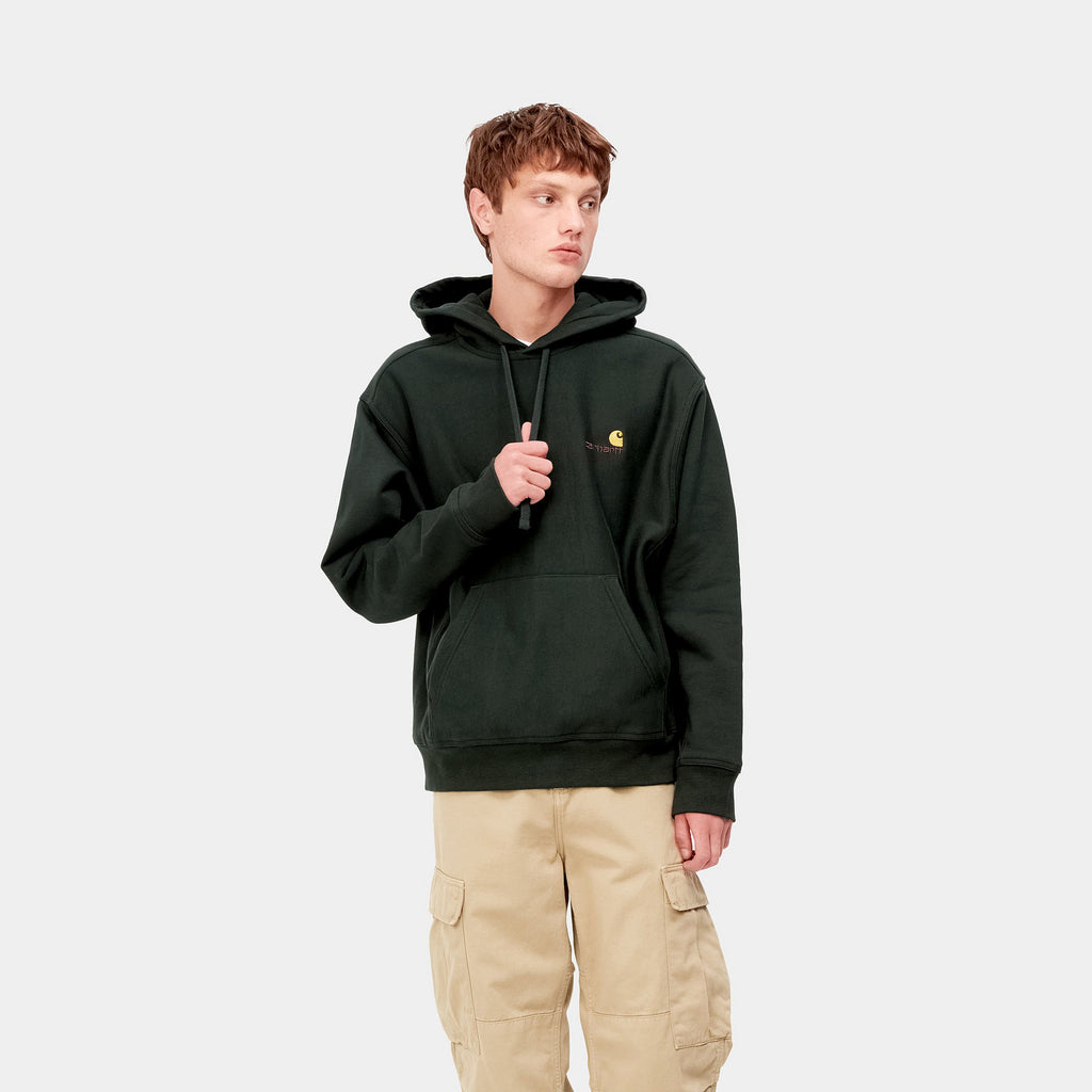 Carhartt Hooded American Script Sweat Dark Cedar Stencil