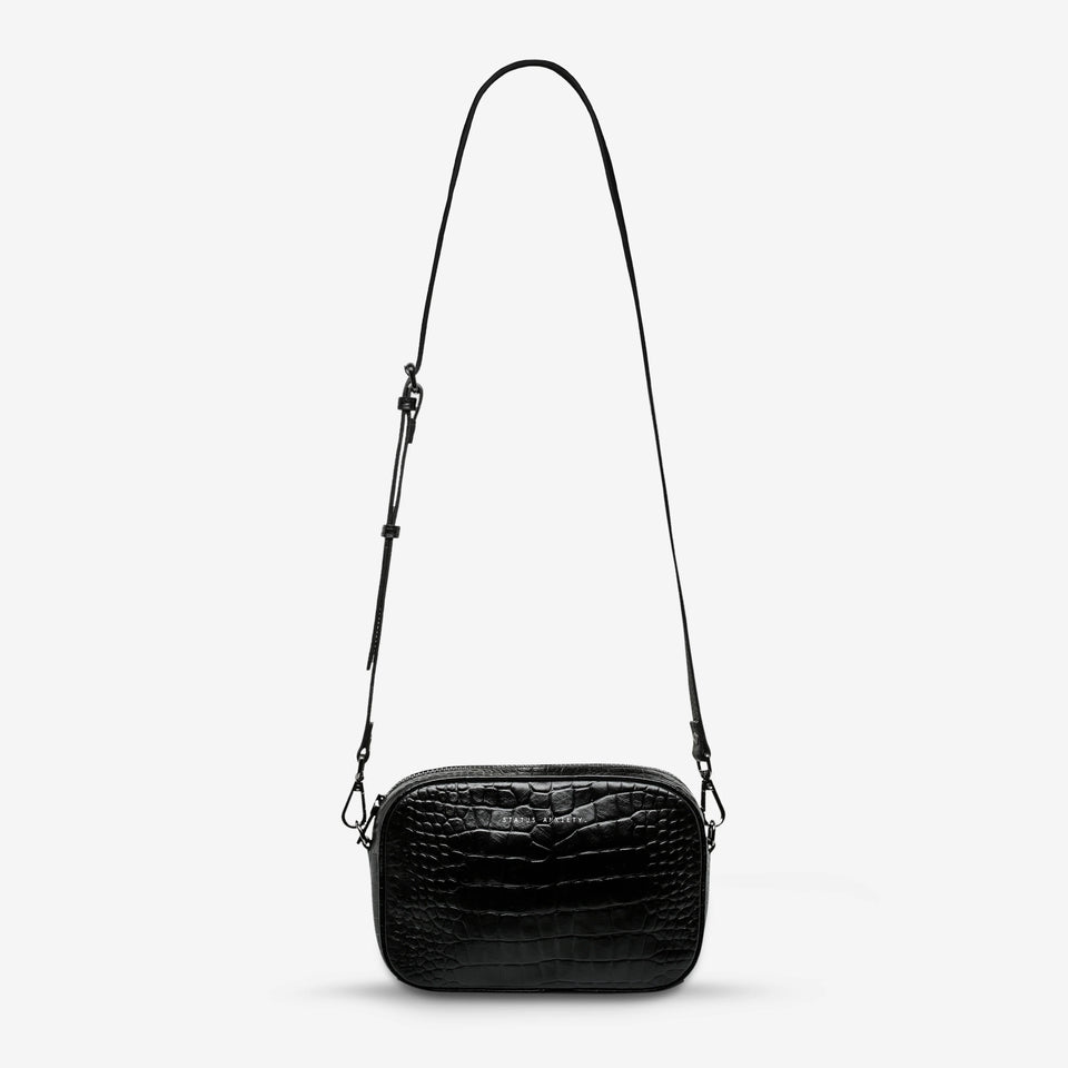 Status Anxiety Plunder Bag Black Croc Emboss