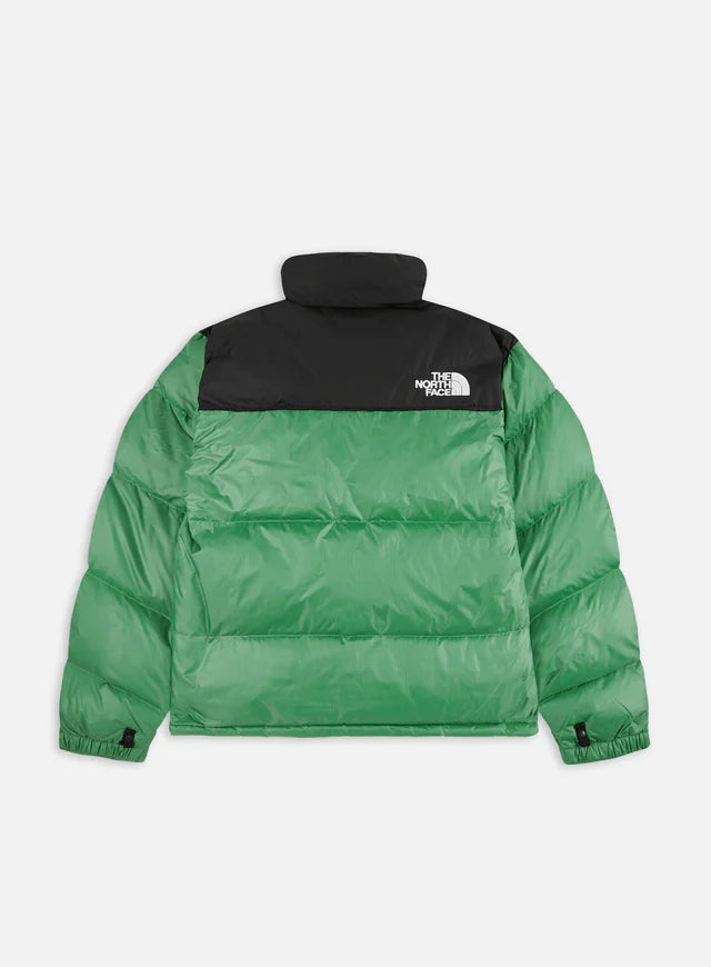 The north face 1996 nuptse jacket new on sale taupe green macrofleck print