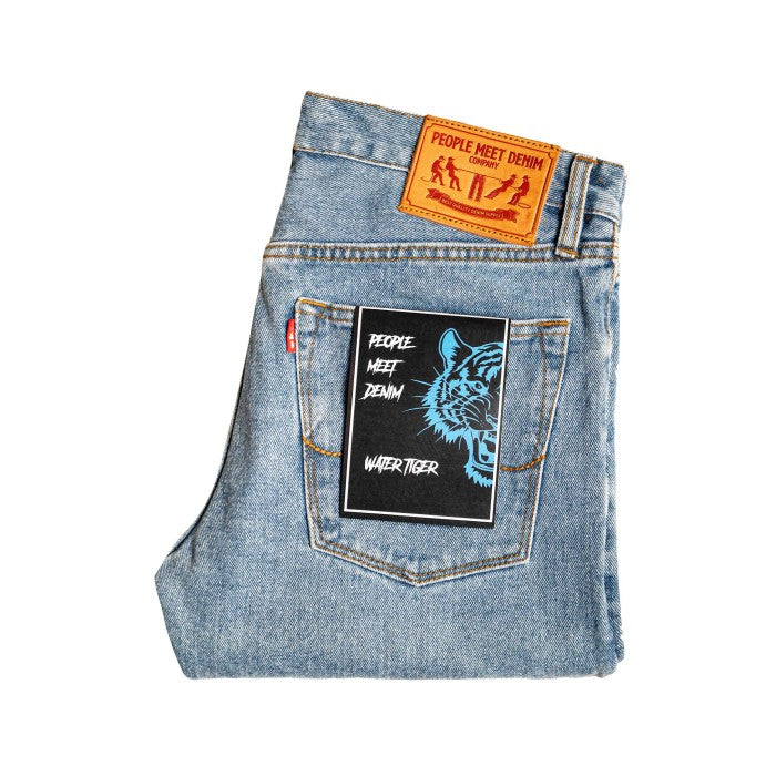 PMD & Co WATER TIGER Pre-Washed Denim 14oz Selvedge Accent Non Stretch Slim Fit - Stencil