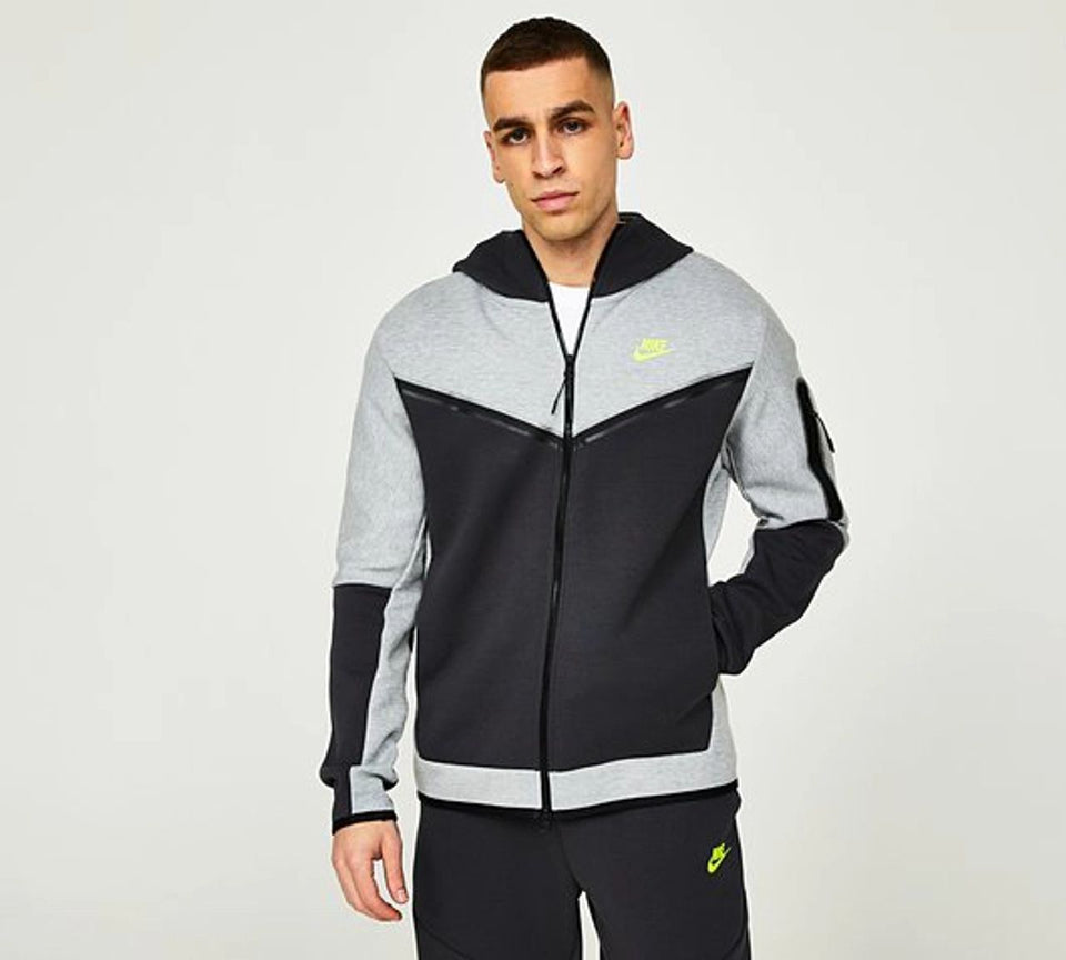 kleding maximaal moreel Nike NSW Tech Fleece Hood - Dark Grey Heather / Anthracite / Volt – Stencil