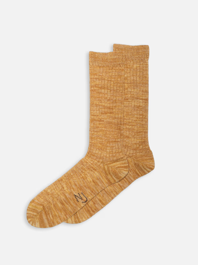 Nudie Rasmusson Mens Rib Sock Mustard