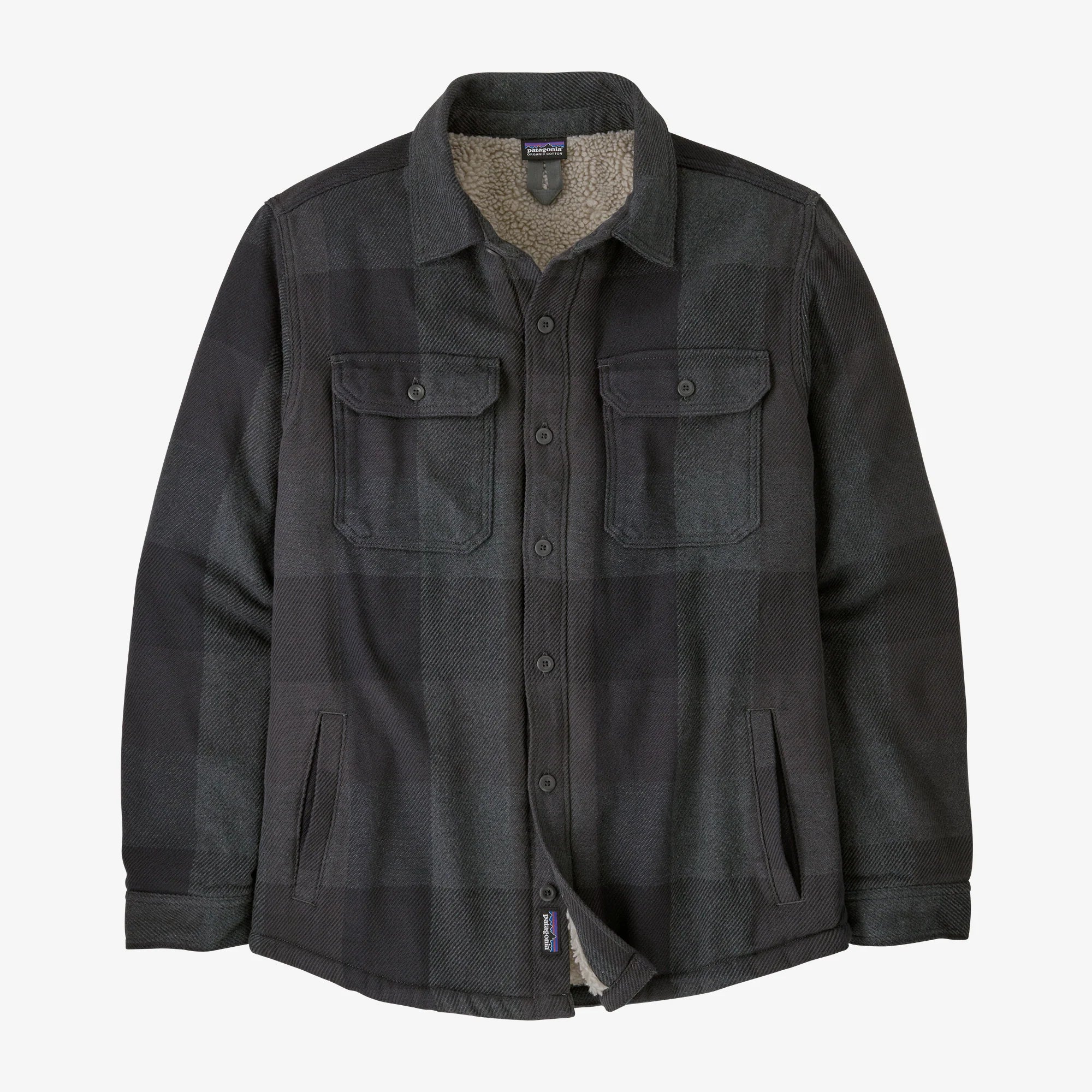 Patagonia Men's Pile-Lined Fjord Loft Shirt - Jacket - Low Tide: Forge Grey - Stencil