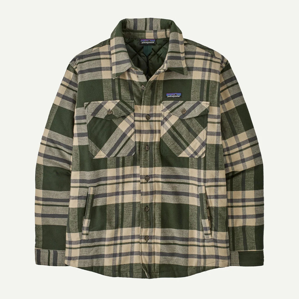 Patagonia Men's Lightweight Insulated Fjord Flannel Shirt - Ashore: Old Growth Green - Stencil
