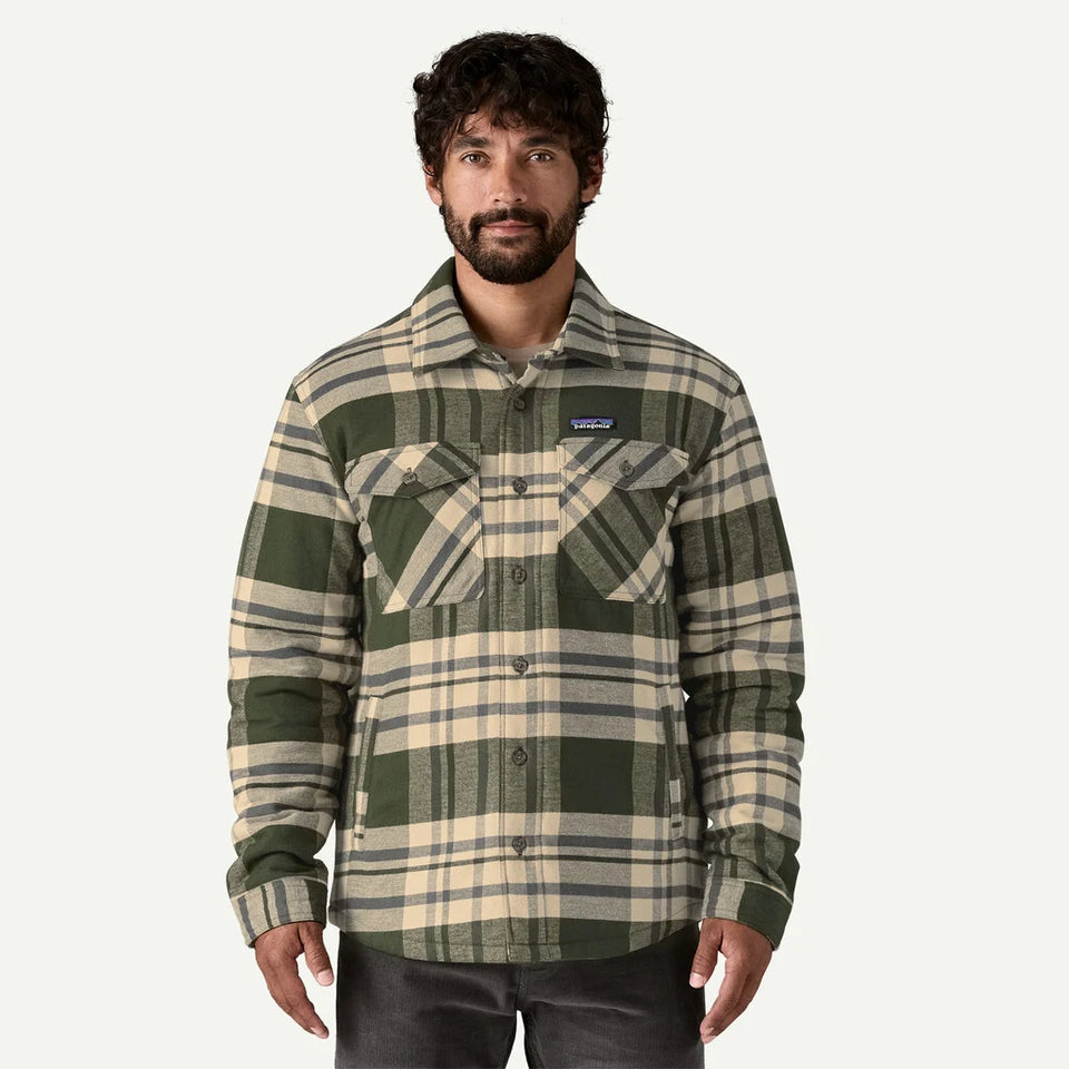 Patagonia Men's Lightweight Insulated Fjord Flannel Shirt - Ashore: Old Growth Green - Stencil