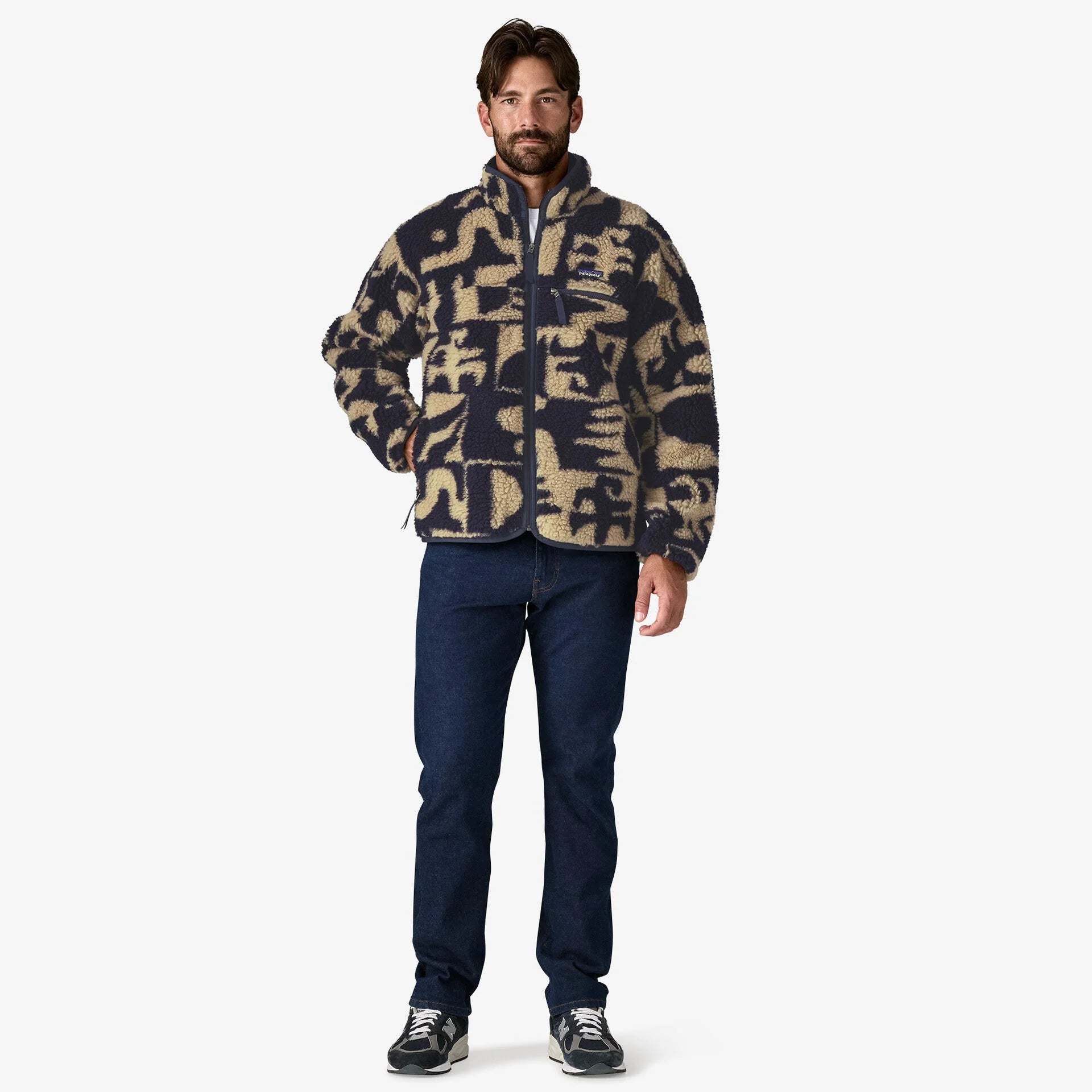 Patagonia Men's Natural Blend Retro Cardigan - Mother Tree : Oar Tan - Stencil