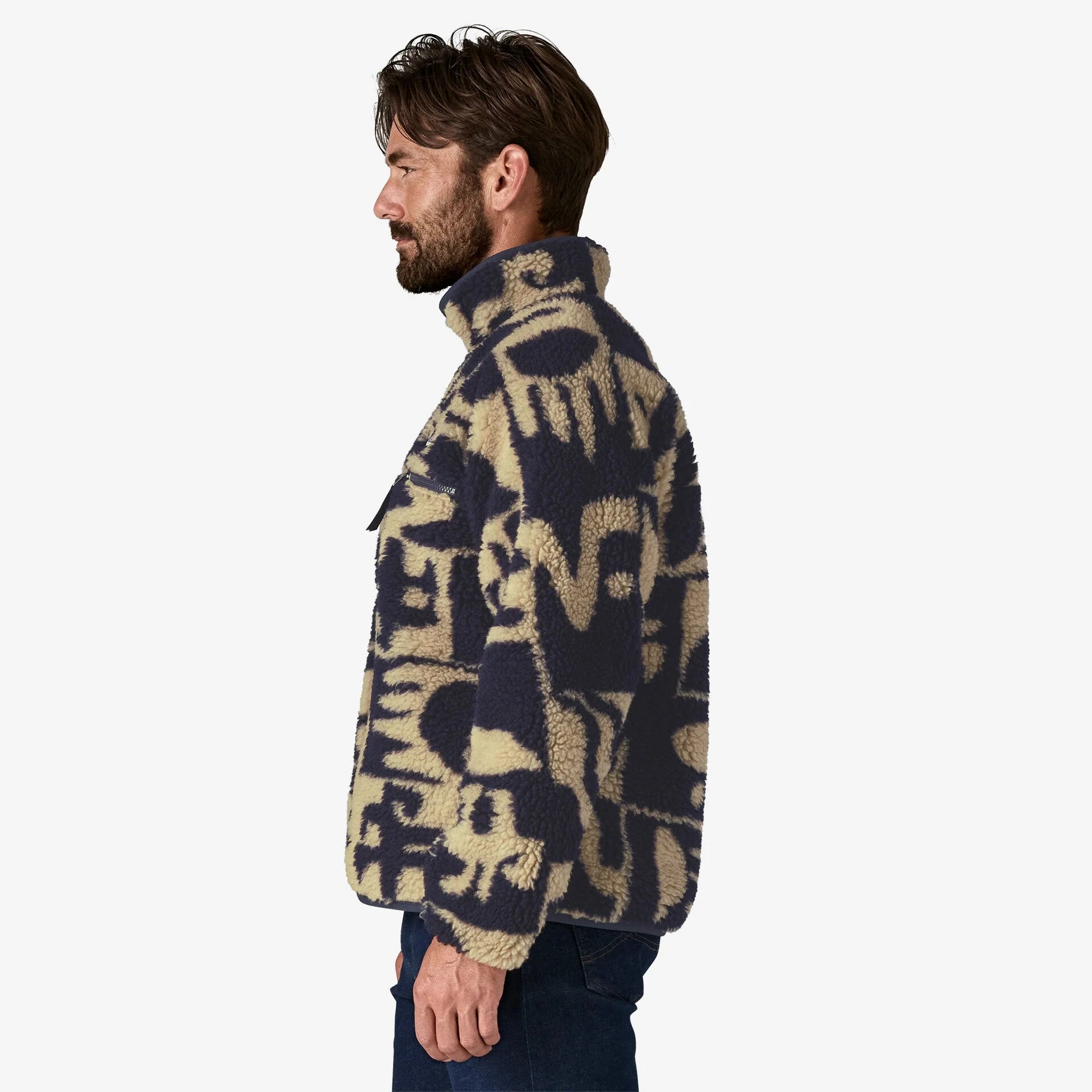 Patagonia Men's Natural Blend Retro Cardigan - Mother Tree : Oar Tan - Stencil