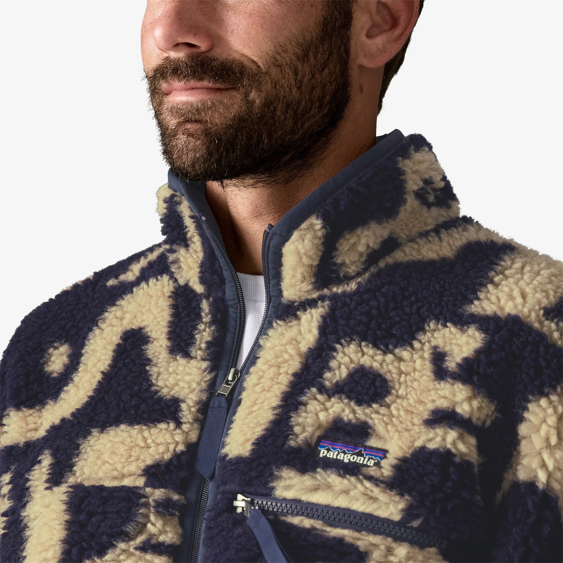Patagonia Men's Natural Blend Retro Cardigan - Mother Tree : Oar Tan - Stencil