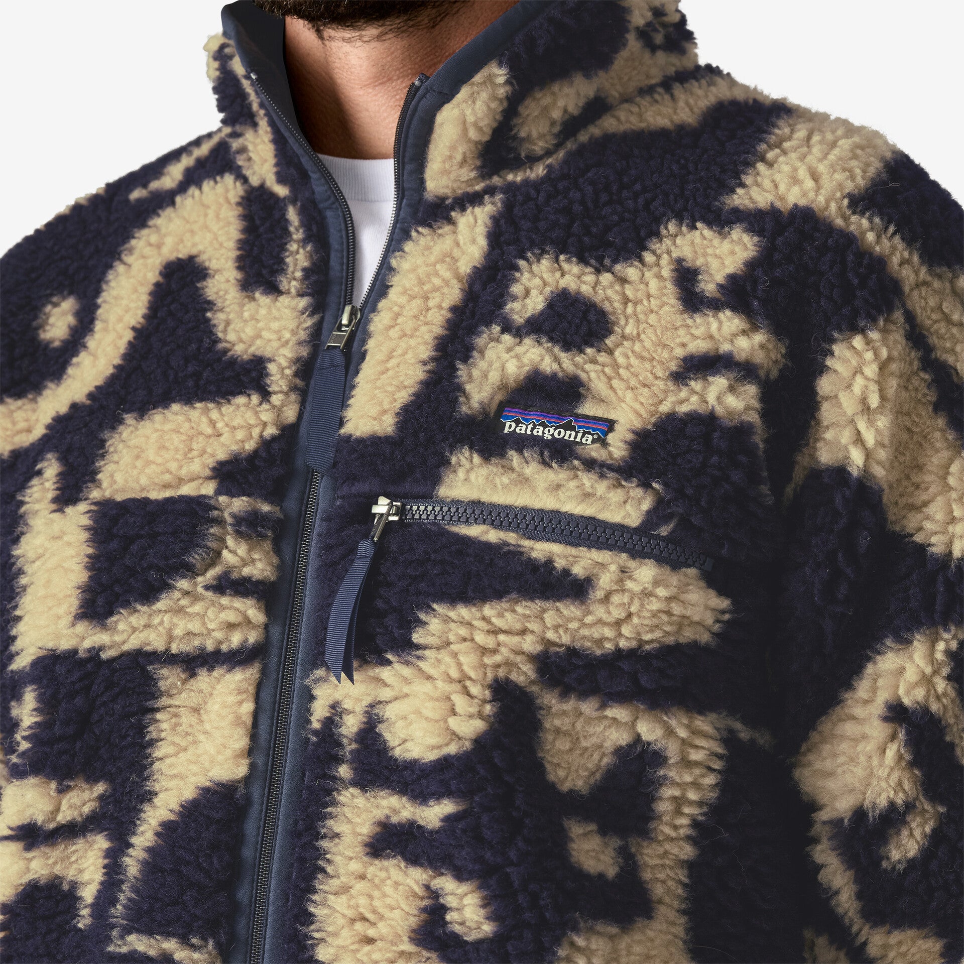 Patagonia Men's Natural Blend Retro Cardigan - Mother Tree : Oar Tan - Stencil