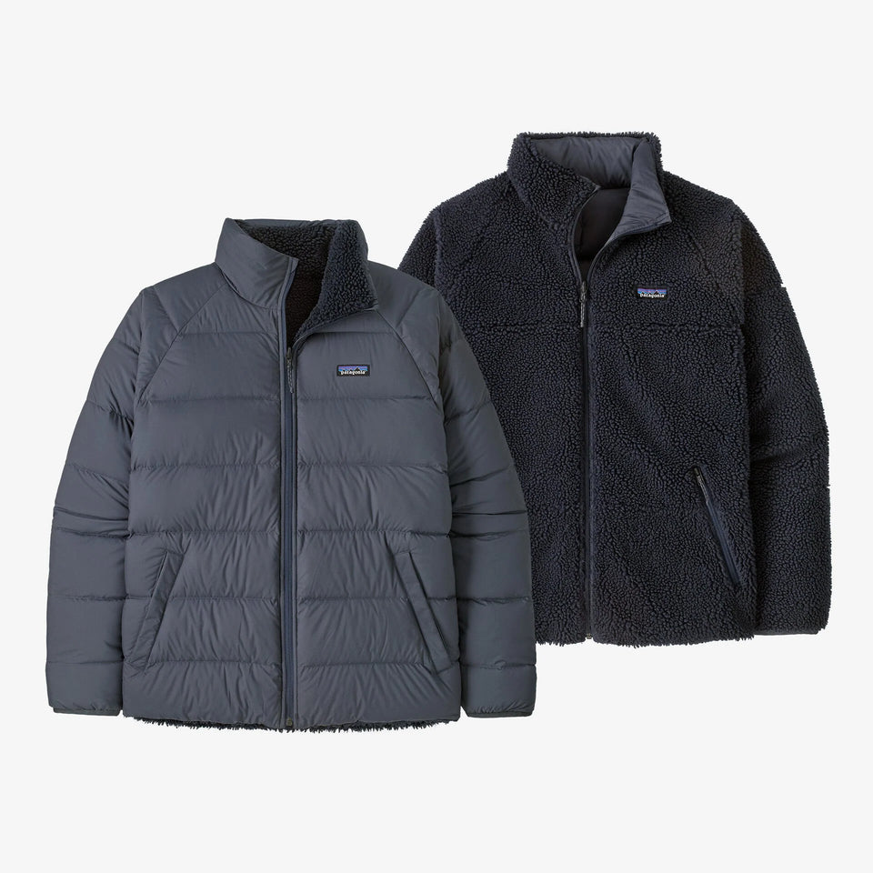 Patagonia Men's Reversible Silent Down Jacket - Smoulder Blue - Stencil