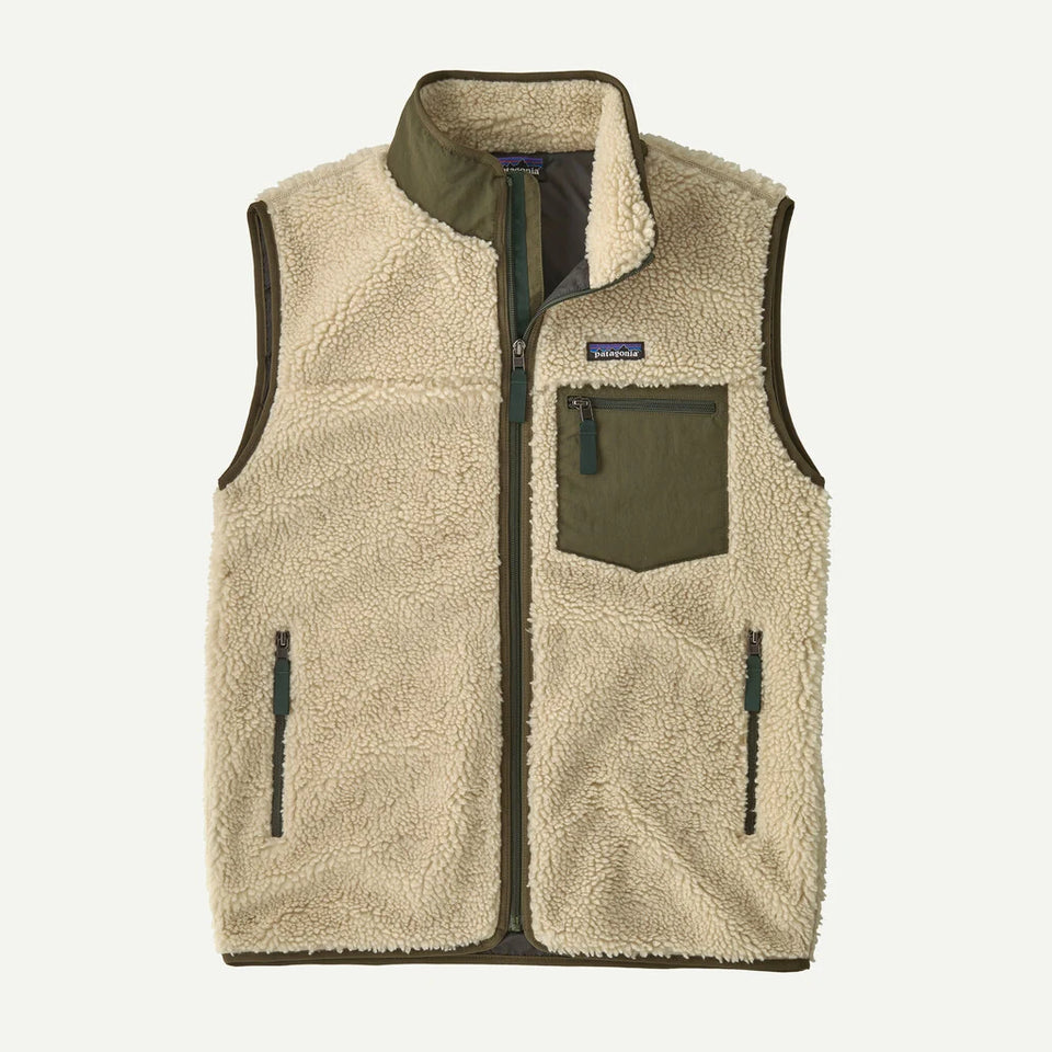 Patagonia Men's Classic Retro-X® Fleece Vest - Dark Natural w/Basin Green - Stencil