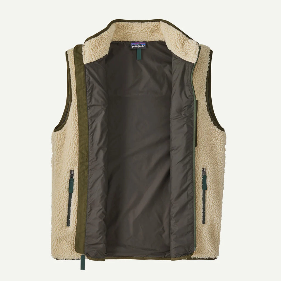 Patagonia Men's Classic Retro-X® Fleece Vest - Dark Natural w/Basin Green - Stencil