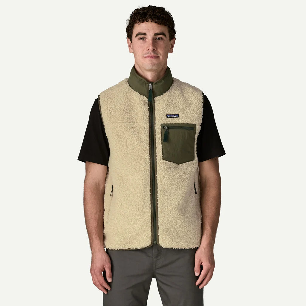 Patagonia Men's Classic Retro-X® Fleece Vest - Dark Natural w/Basin Green - Stencil
