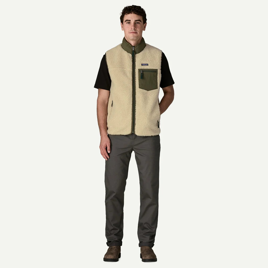 Patagonia Men's Classic Retro-X® Fleece Vest - Dark Natural w/Basin Green - Stencil