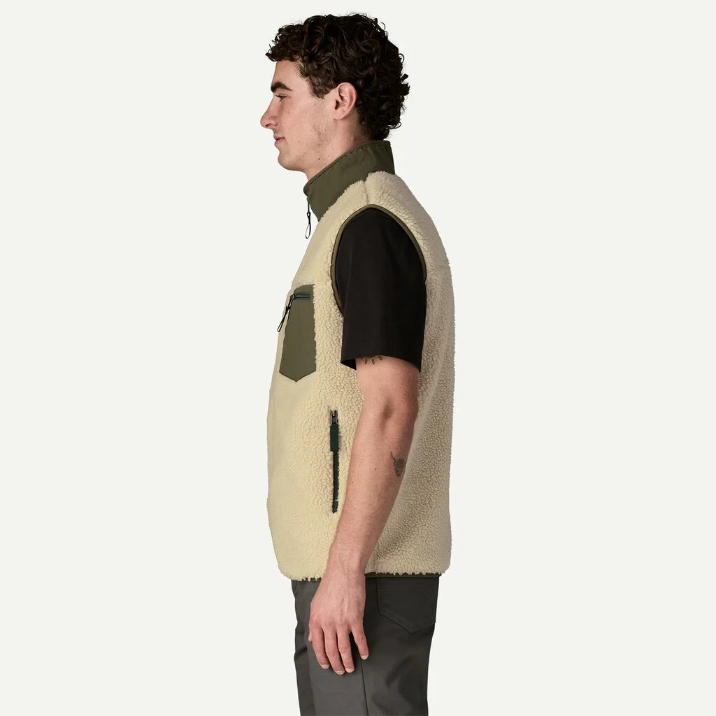 Patagonia Men's Classic Retro-X® Fleece Vest - Dark Natural w/Basin Green - Stencil