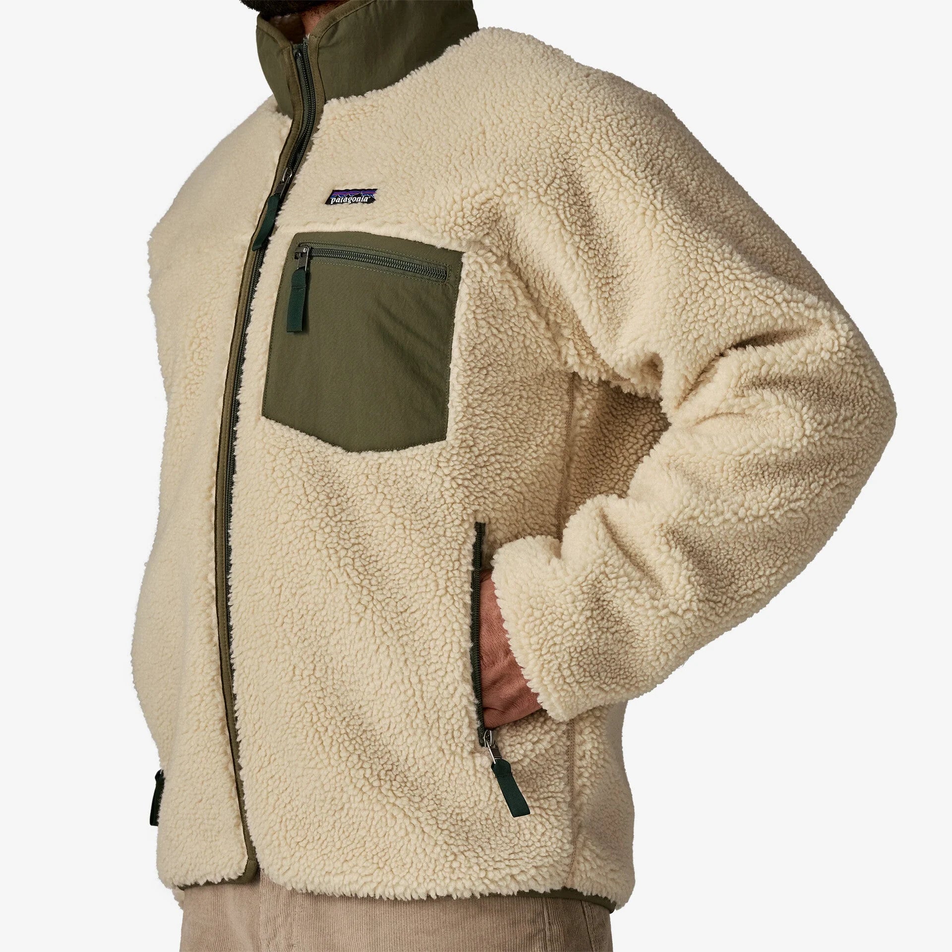 Patagonia Men's Classic Retro-X Jacket - Dark Natural with Basin Green - Stencil
