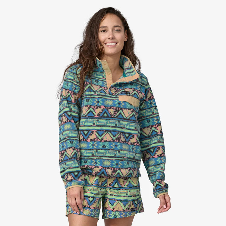 Patagonia Women's Lightweight Synchilla® Snap-T® Pullover - High Hopes Geo: Salamander Green