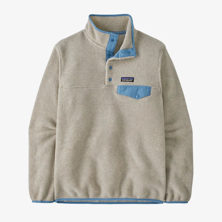Patagonia Women's Lightweight Synchilla® Snap-T® Fleece Pullover - Oatmeal Heather w/Shore Blue