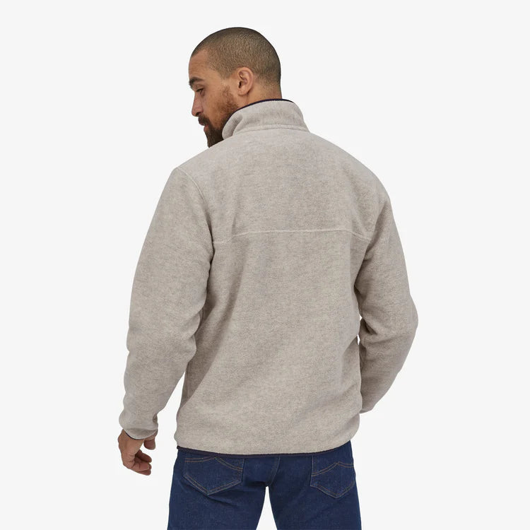 Patagonia Men's Lightweight Synchilla® Snap-T® Fleece Pullover - Oatmeal Heather / Smolder Blue - Stencil