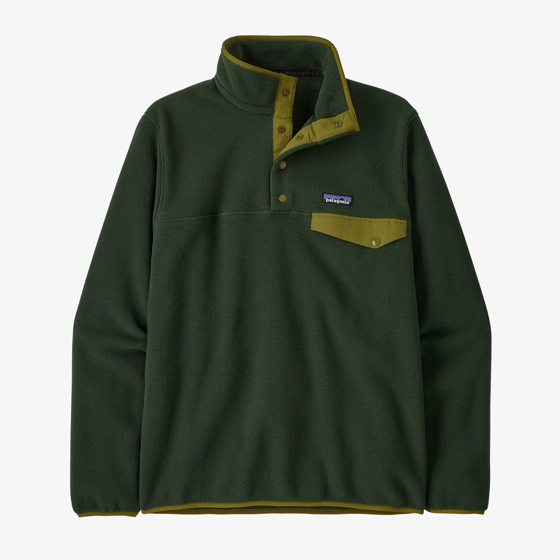 Patagonia Men's Lightweight Synchilla® Snap-T® Fleece Pullover - Old Growth Green - Stencil