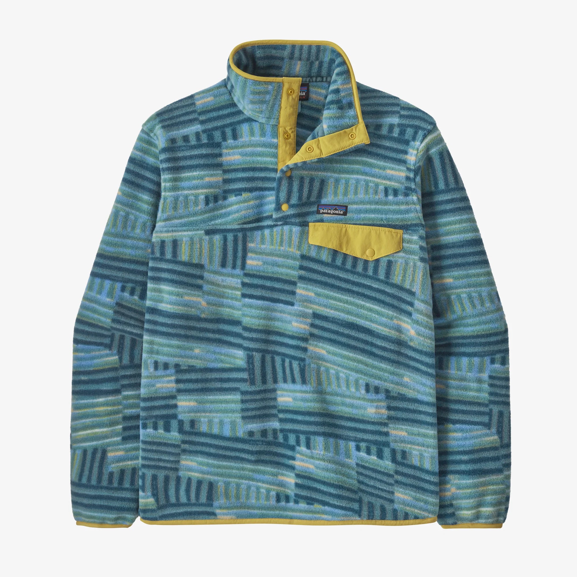 Patagonia Men's Lightweight Synchilla® Snap-T® Pullover - Quilty Fitz: Wetland Blue - Stencil